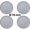 4 x Ø 76 mm Polymere Aufkleber / Silber-Optik / Nabenkappen, Felgendeckel