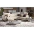 Leder Eckcouch VIENNA mit Relax Funktion Wohnlandschaft Sofa - Beige