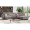 Stoff Ecksofa VENETO mit Relaxfunktion Eckcouch Sofa - Grau