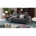 Designer Stoff Sofa SALENTO 3-Sitzer Relax Couch Relaxcouch - grau