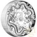 2 Unzen Silbermünze Australien Drache & Drache 2019 - High Relief - polierte ...