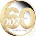 2 Unzen Silbermünze Tuvalu James Bond 60 Years of Bond 2022 proof teilvergoldet