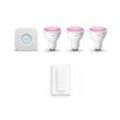 Philips Hue White & Color Ambiance GU10 Bluetooth Starter Kit - 3 Lampen, Bridge, Dimmschalter - Weiß