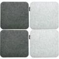 Dunedesign - Soft Felt Cushion for Chairs chic Set of 4 Grey Square 35x35cm - grau