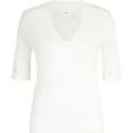 s.Oliver BLACK LABEL Shirt, V-Ausschnitt, Raff-Details, für Damen, weiß, 36