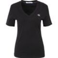 Calvin Klein Jeans T-Shirt, V-Ausschnitt, für Damen, schwarz, S