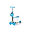 Chipolino Kinderroller, Rutscher Kiddy 2 in 1 Höhe einstellbar 3 Räder mit Licht blau Rennfahrer