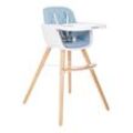 Kikkaboo, Kinderhochstuhl 2 in 1 Woody, Kinderstuhl, Tisch verstellbar, Gurt blau