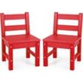 COSTWAY 3-teiliges Tisch- & Stuhlset, Spieltisch-Set für Kleinkinder aus Holz