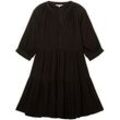 TOM TAILOR DENIM Damen Kleid mit Volants, schwarz, Uni, Gr. XL