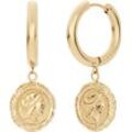 NOELANI Damen Creolen mit Anhänger "Greek Coin 2030642", Edelstahl, gold