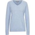 GALERIA essentials Pullover "Esra", Rippbündchen, V-Ausschnitt, für Damen, blau, M