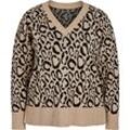 EVOKED VILA Pullover, V-Ausschnitt, Animal-Print, für Damen, beige, 44