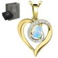 Limana Herzkette echter äthiopischer Opal Silber 925 Gold Kette mit Herz-Anhänger (inkl. Herz Geschenkdose und Tasche)