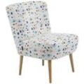 lovingHome® Sessel Fiola bunt gemustert Polstersessel Stuhl Relaxsessel Füße Buche natur mittlere Sitzhärte
