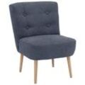 lovingHome® Sessel Fiola Velours blau Polstersessel Stuhl Relaxsessel Füße Buche natur mittlere Sitzhärte