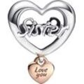 PANDORA Bead "Love You Sister Herz 782244C00", 925er Silber, roségold, 99