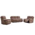 Happy Home Polstergarnitur 3tlg. Relaxsofa Set mit 5 Relaxfunktionen braun