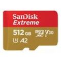 SanDisk Extreme microSDHC-Karte 512 GB Class 10 UHS-I stoßsicher, Wasserdicht