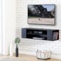 Lowboard Hngend tv Board Schwarz Matt f¨¹r Wohnzimmer B¨¹ro tv Hngeschrank Klein mit 4 offene Fcher und Kabellcher DS210002WB - Fitueyes