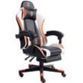 Gaming Chair im Racing-Design mit flexiblen gepolsterten Armlehnen - ergonomischer PC Gaming Stuhl in Lederoptik - Gaming Schreibtischstuhl mit ausziehbarer Fußstütze und extra Stützkissen