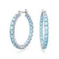 Swarovski Paar Creolen Matrix, Rundschliff, 5647446, 5647715, mit Swarovski® Kristall, blau|silberfarben