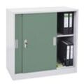 Aktenschrank Preston MCW-F41, Stahlschrank Büroschrank, mit abschließbaren Schiebetüren 90x90x45cm ~ grün