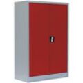 Stahl-Aktenschrank abschließbar Büroschrank Stahlschrank Grau/Rot 120x92x42cm