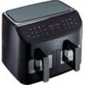 Medion® Heißluftfritteuse MD11760 P20 XXL, 2 separat gesteuerte Garkammern, Touch Display, 2400 W, 9 Automatikprogramme/je 4,35 l pro Korb, schwarz, schwarz