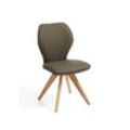 Niehoff Sitzmöbel Colorado Trend-Line Design-Stuhl Wildeiche/Leder - 180° drehbar Napoli oliv grün
