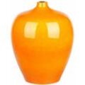 Blumenvase Orange Terrakotta 37 cm Handgemacht Schmale Öffnung Bauchige Ovale Form Bodenvase Deko Accessoires Wohnzimmer Schlafzimmer Flur