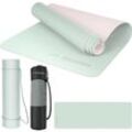 EliteAthlete® Yogamatte - Sportmatte - Fitnessmatte - Gymnastikmatte gepolstert & rutschfest für Fitness, Pilates - Yoga Matte - 183 cm x 61 cm x 0.6 cm - Trainingsmatte inkl. Transportgurt + Tasche - Mint