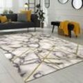 Paco Home - Wohnzimmer-Teppiche Grau Gold Weich Marmor Optik Kurzflor mit vers. Designs 160x230 cm, Gold 4