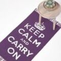 Handgewebter lila-weißer Keep Calm And Carry On-Teppich, 60 x 100 cm - Lila Weiß - Homescapes
