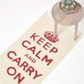 Handgewebter Keep Calm And Carry On-Teppich in rot/creme, 60 x 100 cm - Crème Rot - Homescapes