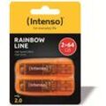 USB-Stick Rainbow Line, 64 gb, 2er Pack - Intenso