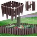 Aufun - 5,6m Kunststoff Rasenkante Länge Holz Optik Garden Border aus Polypropylen, Beetumrandung Rasenkante Garten dekorativ,Braun