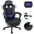 Puluomis - Gaming Stuhl Massage Computer Stuhl pu Leder Executive verstellbare Stühle mit Fußstütze und Lendenwirbelstütze Schwarz - Schwarz