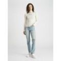 Calvin Klein Jeans Langarmshirt, Stehkragen, gerippt, Stickerei, für Damen, weiß, L