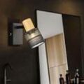 Wandleuchte Wohnzimmerlampe Flurleuchte Wandlampe mit beweglichem Spot, Metall Holz Textil, 1x E14 Fassung, LxBxH 10x13,5x17 cm, WOFI 11649