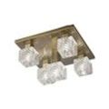 Inspired Lighting - Inspired Deco - Accor - Deckenbündchen 5 Light G9, 230 mm quadratisch, Antikmessing, Klarglas