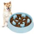 Relaxdays Anti Schling Napf, Futternapf für Hunde, Tiernapf 600 ml, langsames Fressen, Hundenapf spülmaschinenfest, blau