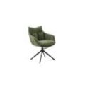 MCA PARKER 4 Fuß Stuhl mit Armlehnen Stahl/Stoffbezug 360° drehbar Olive/Schwarz Matt