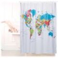 Duschvorhang Weltkarte, Polyester, wasserabweisend, waschbar, Anti-Schimmel, Badewannenvorhang 180x180cm, bunt - Relaxdays