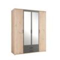 Schlafkontor Chicago Kleiderschrank Holzwerkstoff Melamin 4 Türen 159x197x54 cm Artisan Eiche/Anthrazit
