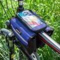 Cofi1453® Fahrradtasche mit Handytasche Wasserdicht Universal Gepäcktasche Radtasche Rahmentasche Handyhalterung Blau