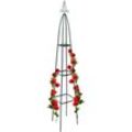 Rankturm Metall spitz 190 cm, Rankhilfe für Kletterpflanzen und Rosen, freistehende Ranksäule für Garten, grün - Relaxdays