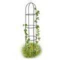 Rankobelisk beschichtetes Metall 190 cm, witterungsbeständige Garten Rankhilfe für Rosen und Blumen, grün - Relaxdays