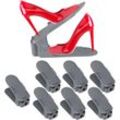 8 x Schuhstapler verstellbar, Schuhorganizer für hohe & flache Schuhe, rutschfest, Schuhhalter H 11,5 - 20cm, dunkelgrau