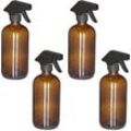 Relaxdays Sprühflasche Glas, 4er Set, 500 ml, Nebel & Strahl, Spritzflasche für Haarpflege, Reinigung & Pflanzen, braun